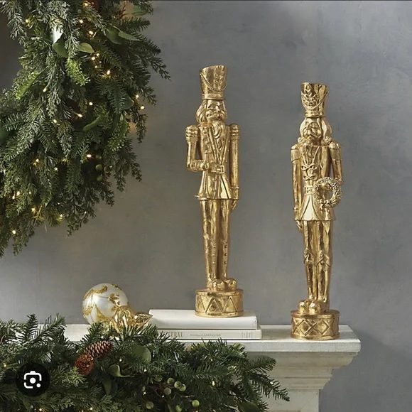 FRONTGATE SET of GILDED NUTCRACKERS - Picture 2 of 10